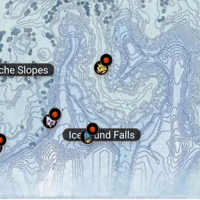 Pokemon Legends Arceus Icebound Falls Pokemon, Items, Map